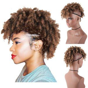High Puff Afro Ponytail with Bangs Drawstring,Short Kinky Curly Drawstring